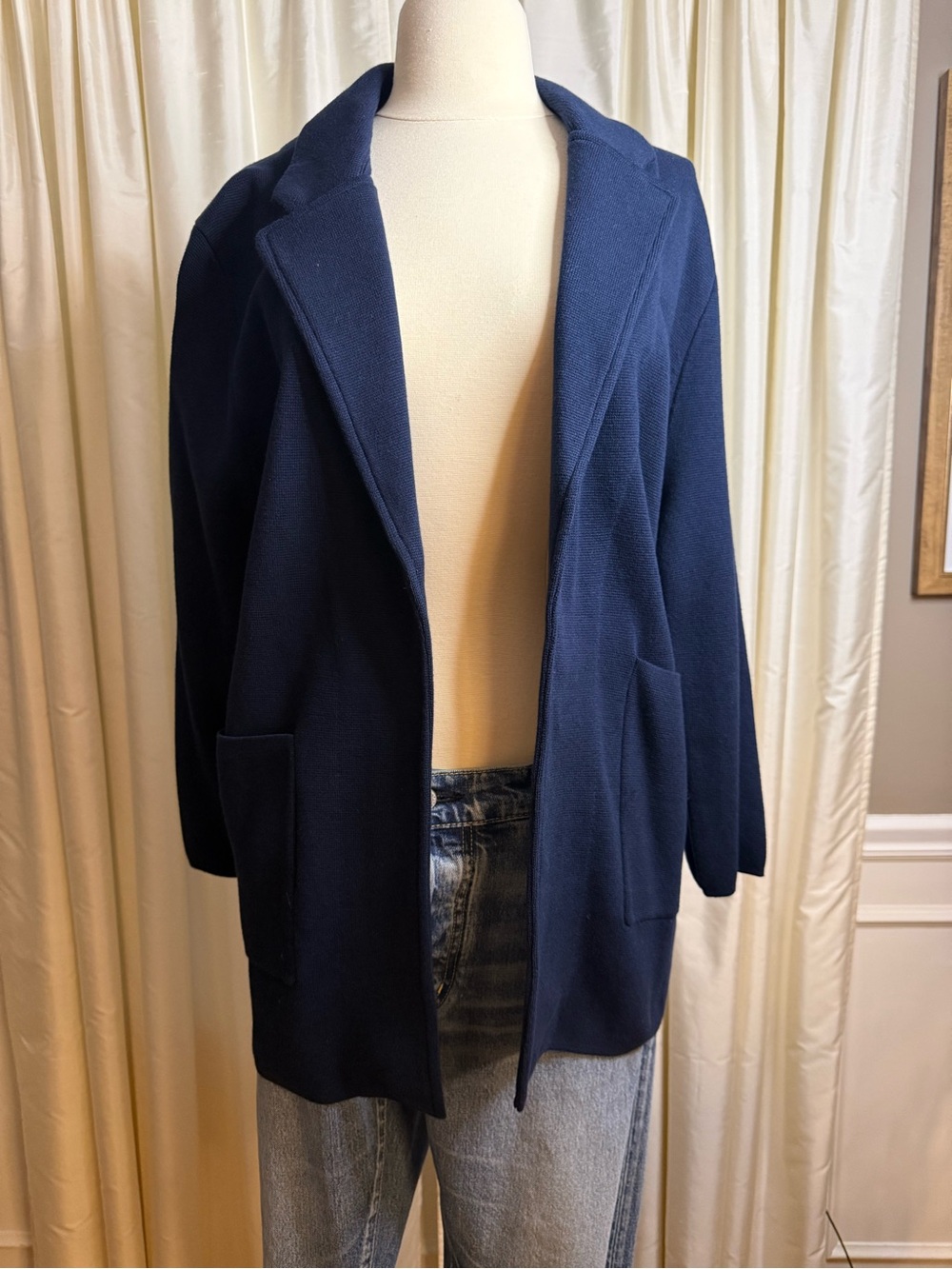 Quince Navy Open-Front Knit Blazer - Picture 7 of 11